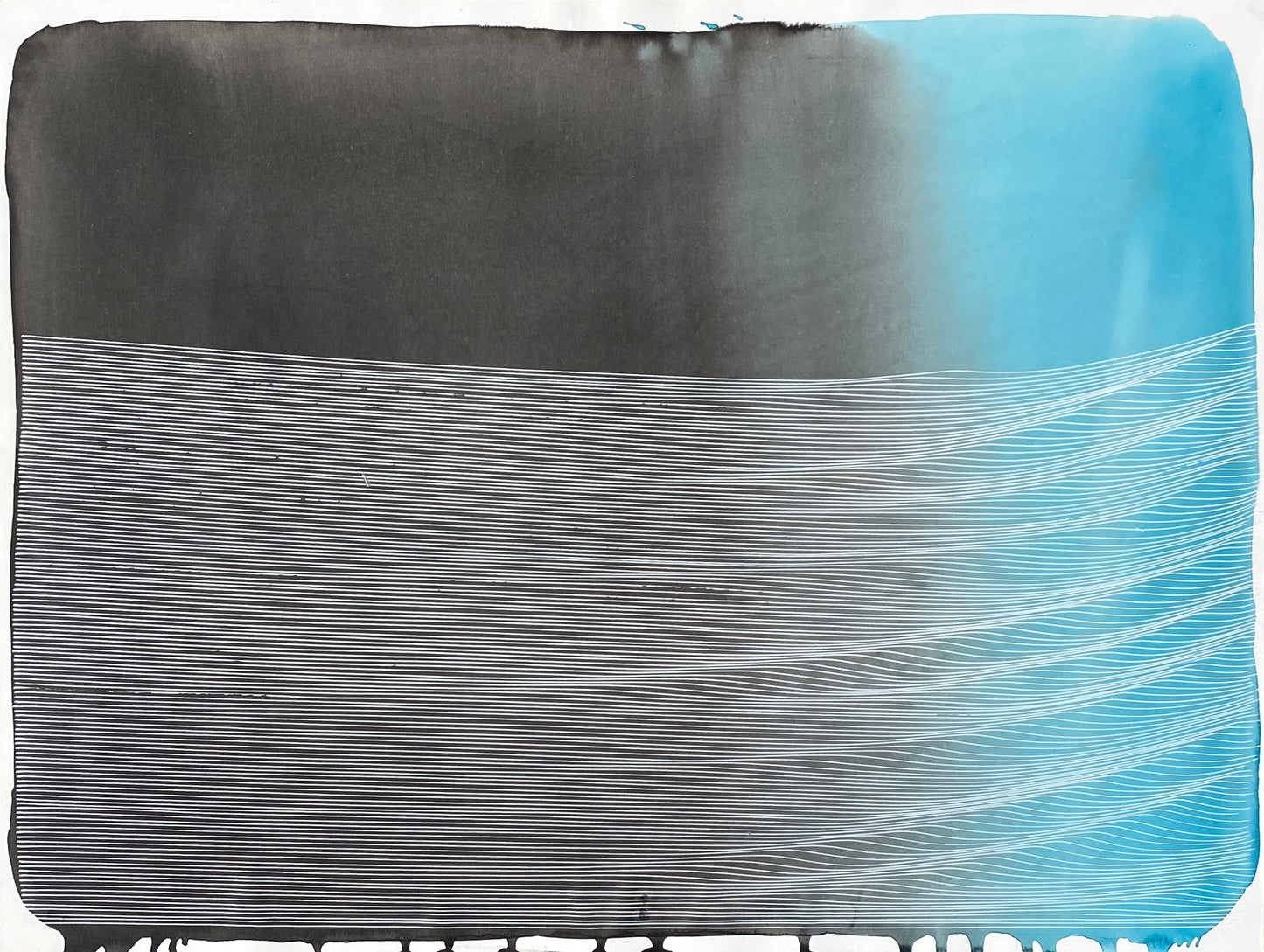 128 Exhales in White on Black and Blue by Mark J. Rebennack