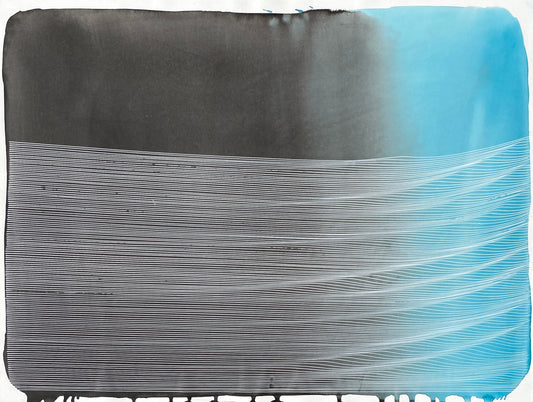 128 Exhales in White on Black and Blue by Mark J. Rebennack